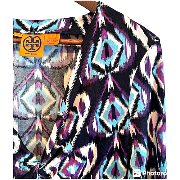 TORY BURCH 100% SILK MIDI DRESS EXCELLENT USED CONDITION SIZE MEDIUM - Picture 10 of 14